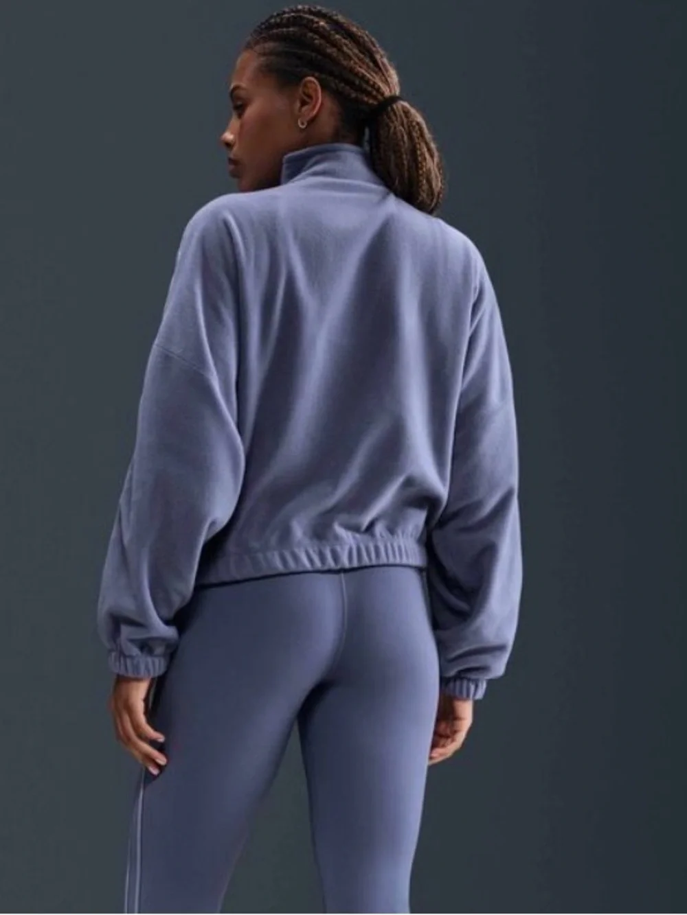 Nike One Womens Therma FIT 1/2 Zip Top World Indigo Fleece XS oversized cozy